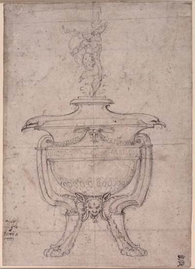 Studie van een decoratieve urn door Michelangelo Buonarroti